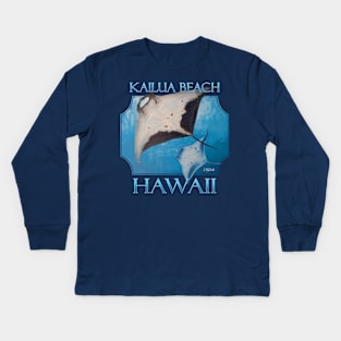 Kailua Beach Hawaii Manta Rays Sea Rays Ocean Kids Long Sleeve T-Shirt